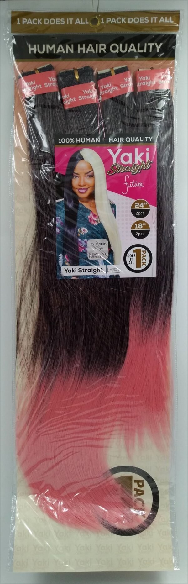 Darling Yaki Straight Human Hair Quality 18/24'' T1/Pink.